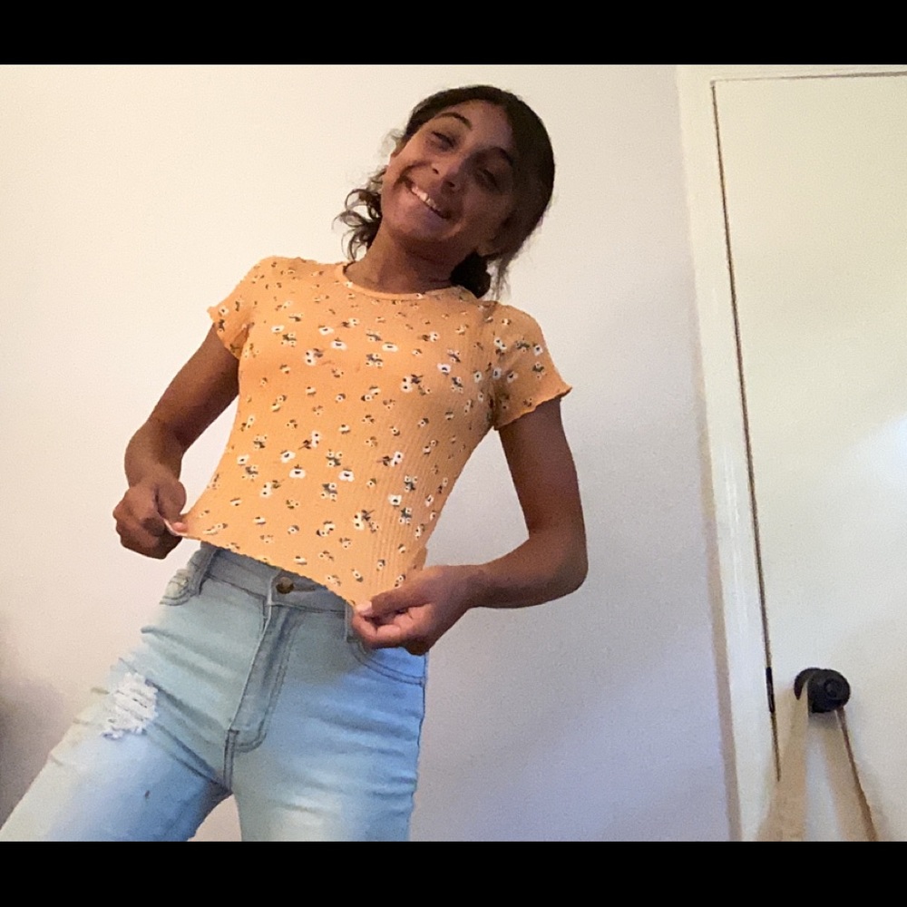 Yellow tight flowers designed shirt